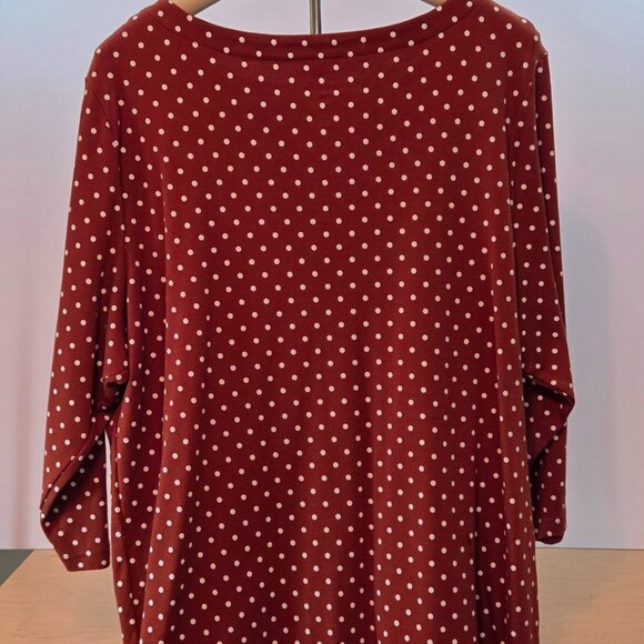 Croft & Barrow Women’s Plus 3/4 Sleeve Polka Dot Top, 2X, Rust / White - Picture 5 of 8